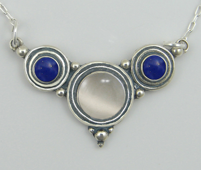 Sterling Silver Gemstone Necklace With White Moonstone